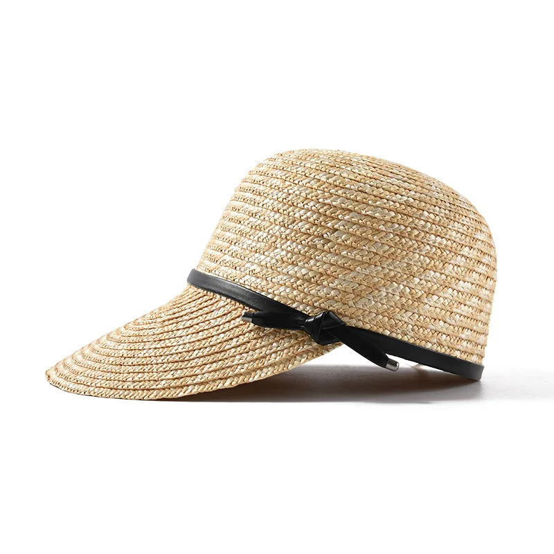 Новые фирменные бейсболки из натуральной соломы для женщин, высококачественные женские весенне-летние кепки с козырьком от солнца - Цвет: Бежевый