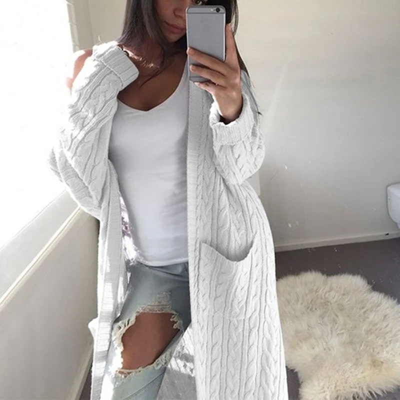 Ladies Cardigan Coat Womens Jumper Pockets Sweater Women Warm Thick Knitted Female Winter Clothes 2020 |