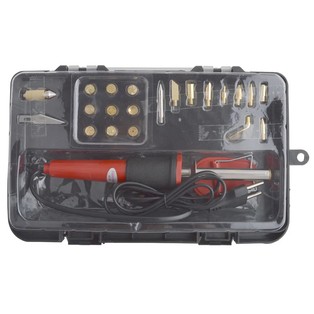 

25PCS 110V/220V Solder Iron Pen Wood Burning Pyrography Set Electrical Soldering Iron Welding Set With 21pc Tips and Accessories