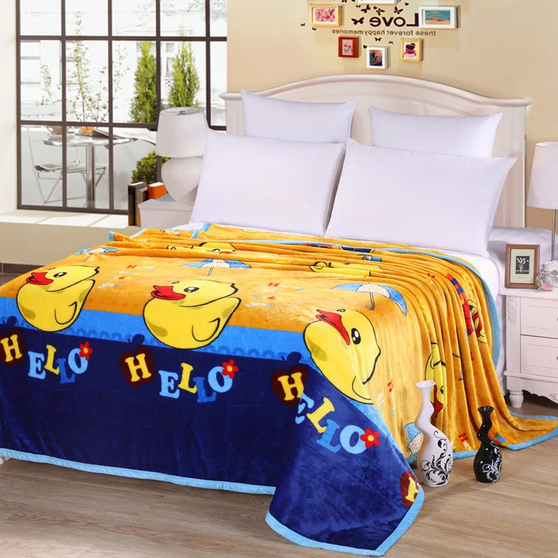 2 компл./лот Маленький желтый утка Фланель на кровать бросить одеяло