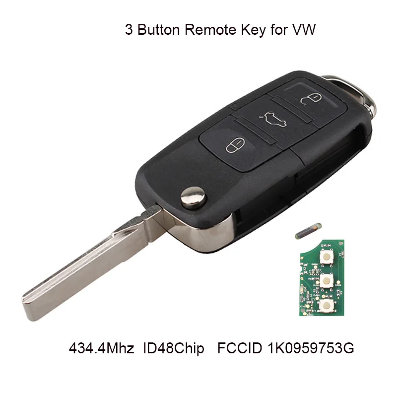 3 кнопки дистанционного ключа для VW VOLKSWAGEN SEAT Altea Leon Toledo 2002 2008 ID48 чип 1K0959753G 1K0 959 753G