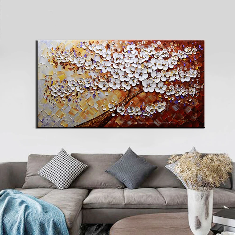 MUYA large wall pictures for living room flower modern hand painted canvas oil paintings abstract art tree painting | Дом и сад