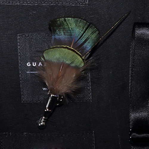 21 brooch GUSLESON, новинка, ручная работа, мужская кожаная и перьевая брошь для галстука-бабочки, предварительно завязанный Галстук-бабочка для свадебной вечеринки с подарочной коробкой - Цвет: 21 brooch