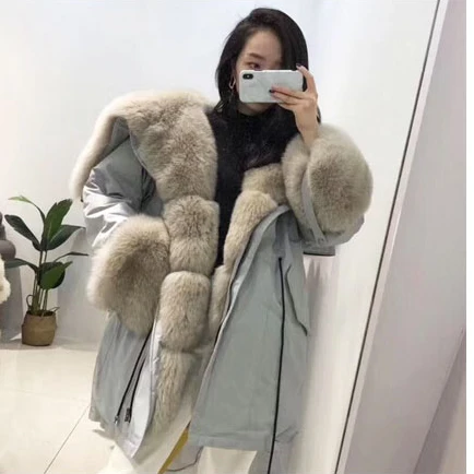 as photo Maylofuer ВЫСОКОЕ КАЧЕСТВО Натуральная Шуба из Енота Женская Меховая Парка Полные Шубы из Шерсти Енота - Цвет: as photo