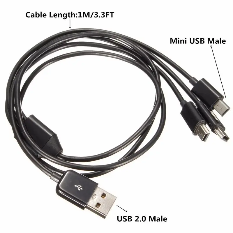 USB 2 0 type A Male to 3 Mini 5-контактный кабель для синхронизации зарядки камеры мобильного
