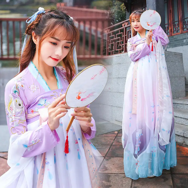Hanfu Женский Китайский народный танцевальный костюм одежда сказочный