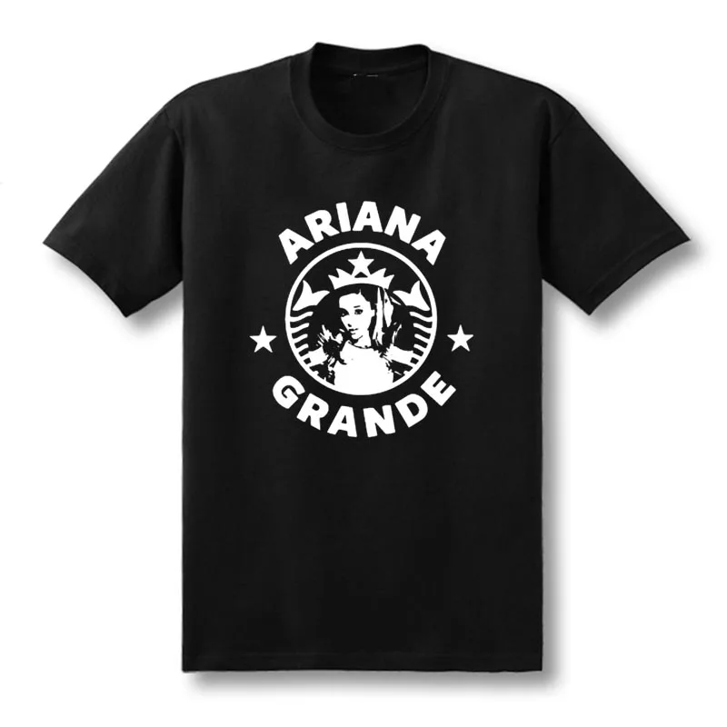 Новые летние футболки Ariana Grande Футболка с принтом платье короткий рукав 100% хлопок