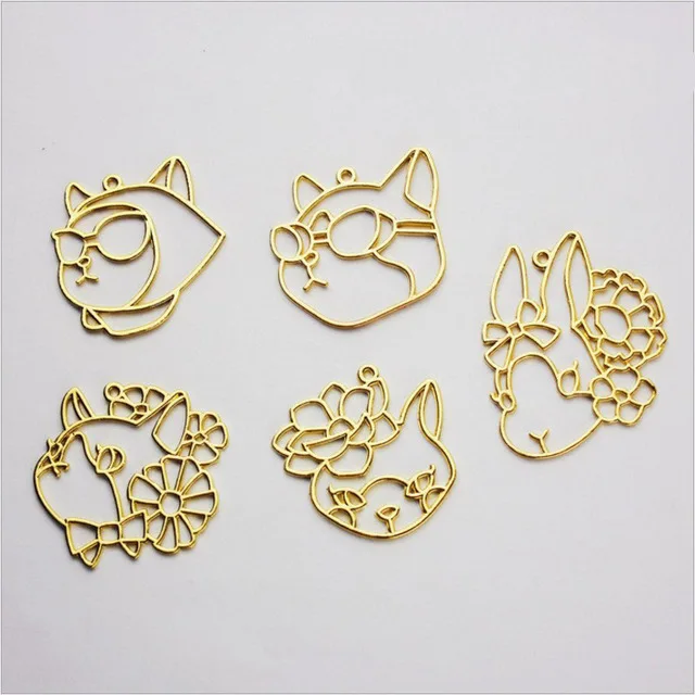 5 шт./лот металлическая рамка в виде кота с цветком и кроликом подвеска подвеской