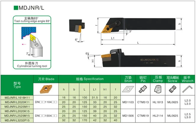 MDJNR/MDJNL 1616H11/2020K11/2525M11 внешний токарный инструмент Arbor CNC резец зажимный стальной