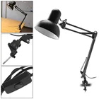 Черная Гибкая Настольная лампа E27 с поворотным кронштейном, вращающийся на 360 градусов светильник для офисного и домашнего чтения с вращающейся головкой
