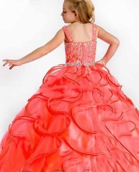 

Floor-Length Coral Beaded Organza Kids Pageant Dresses 2017 High Quality Red Sleeveless Flower Girl Dresses Infant Dresses MC046