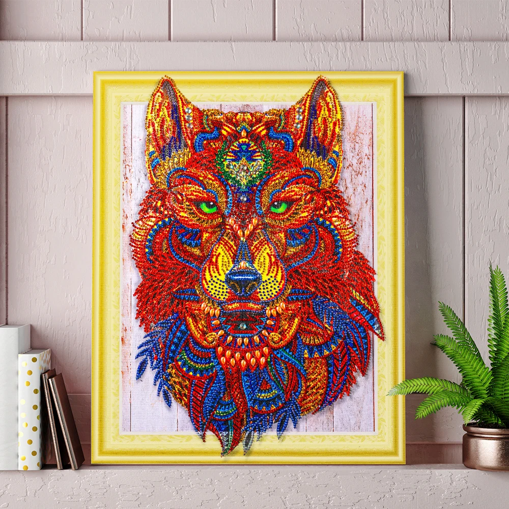 SHANSHIYOUPIN 5D DIY Алмазная картина особой формы голова животного волка Вышивка крестом
