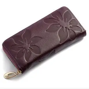 2014 New Designer Genuine Leather women's wallet Flower Pattern Ladies Purse Name Brand Clutch Bag | Багаж и сумки