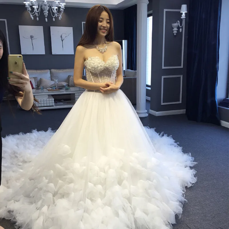 Романтический Свадебные Платья Vestido Де Noiva Line Милая С Цветком Свадьба Dressse Томара