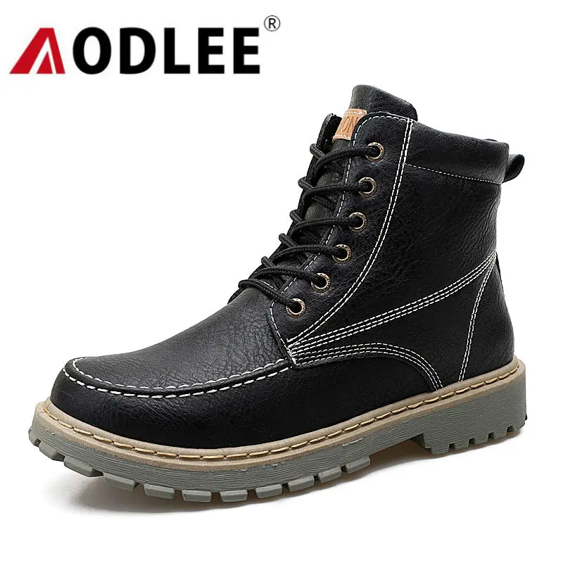 AODLEE/мужские зимние ботинки; Теплые Зимние ботильоны с Плюшевым Мехом; мужские ботинки «Челси»; кожаная мужская обувь; Повседневная обувь; botas hombre