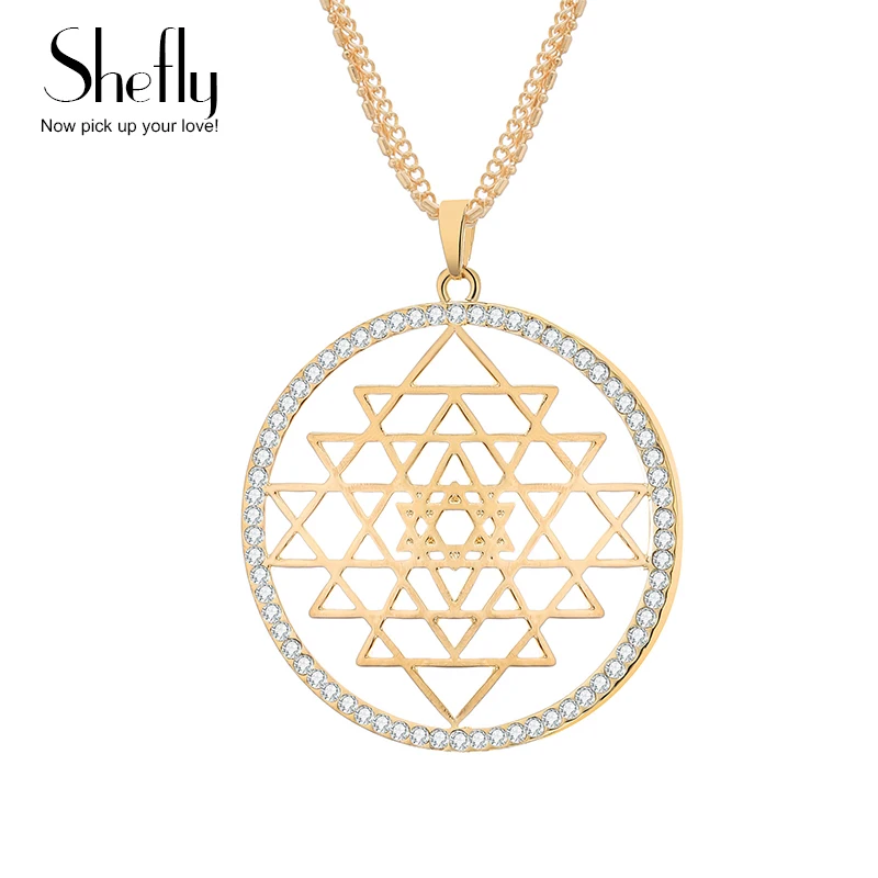 Этническое ожерелье Shri Yantra Золотой амулет с креплением кулоном женское модное