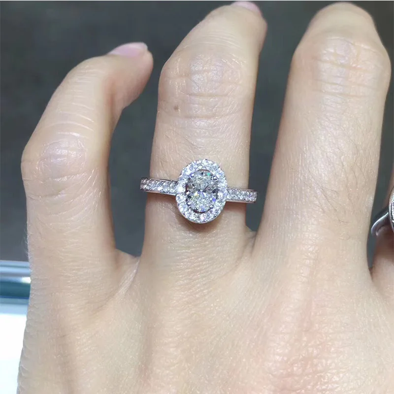 Женское кольцо для помолвки ANI 18 K белое золото (AU750) 0 77 CT GIA Certified G/SI1 овальная