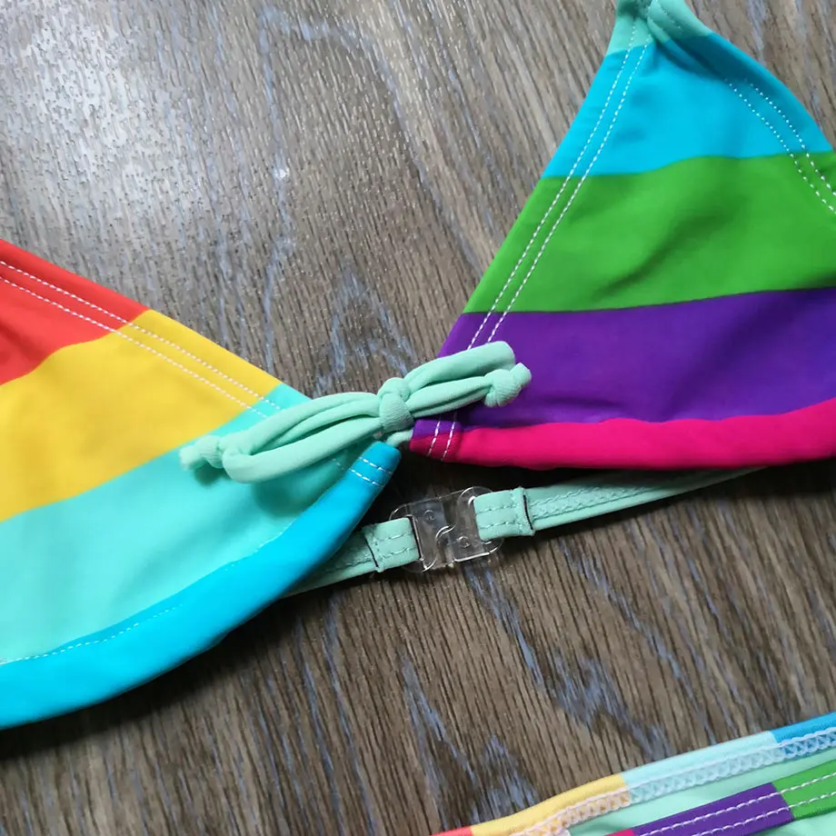 Женский купальник в полоску детский комплект бикини для девочек-подростков