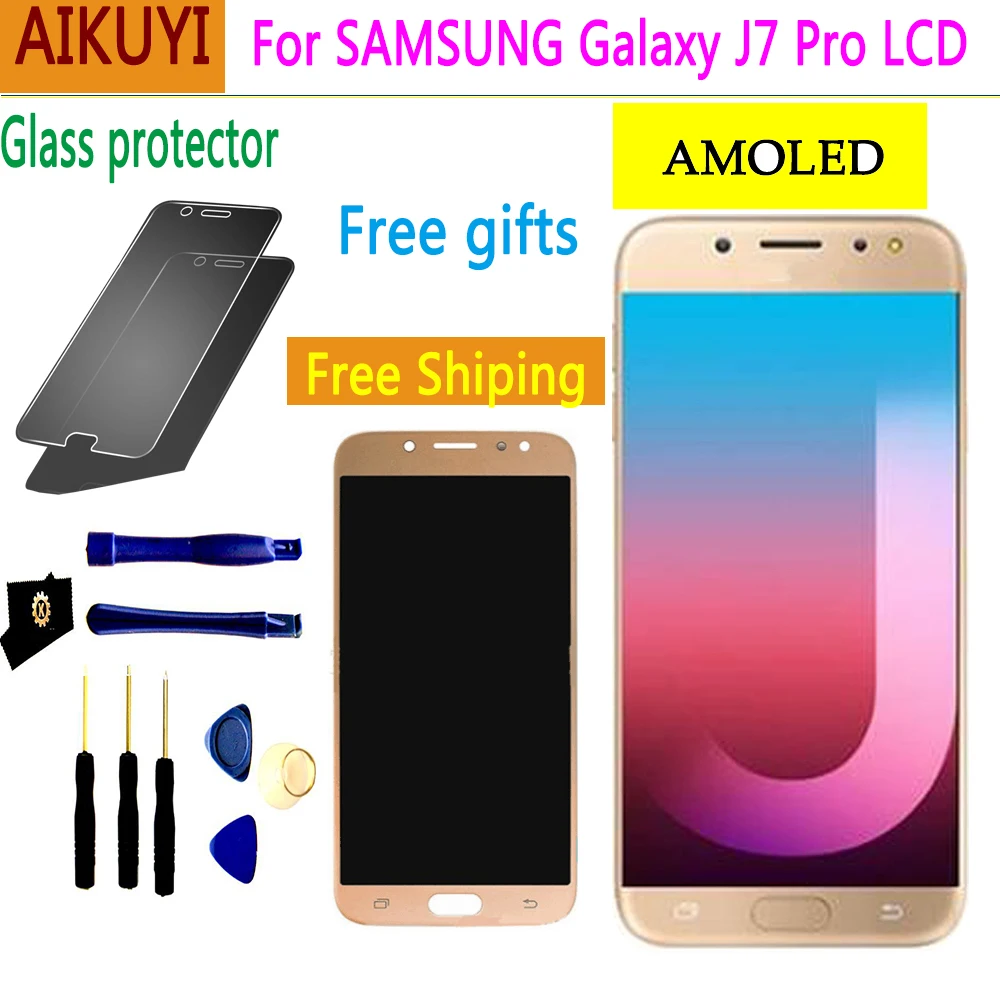 AMOLED ЖК дисплеи для Samsung Galaxy J7 Pro 2017 LCD J730 J730F запасные части дисплей сенсорный экран