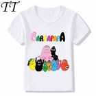 Милые забавные детские футболки barbapпа с мультяшным дизайном, летние топы для мальчиков и девочек, футболки, детская повседневная одежда для малышей, ooo5162