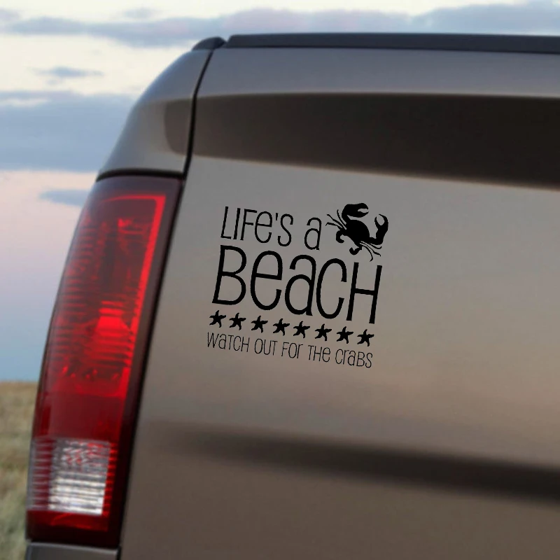 YJZT 18*17 6 см Life's A BEACH Watch Out для краба модная Виниловая наклейка стайлинга
