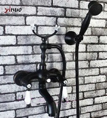 Простой настенный смеситель для ванной комнаты винтажный никель матовый черный