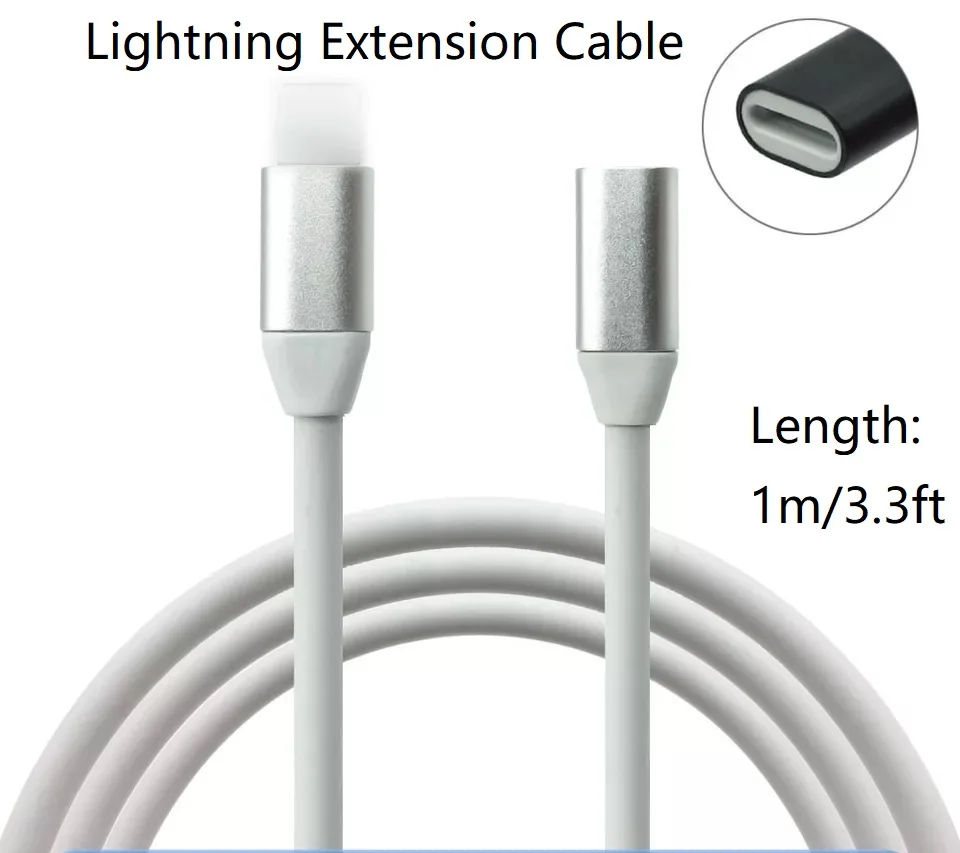 White 1m 3.3ft Удлинительный кабель Lightning для iPhone 11 Pro Max, Xs Max, Xr, 8/8 Plus/7, iPad Air, iPad Mini 8pin видео аудио данных Быстрая зарядка - Цвет: White 1m 3.3ft