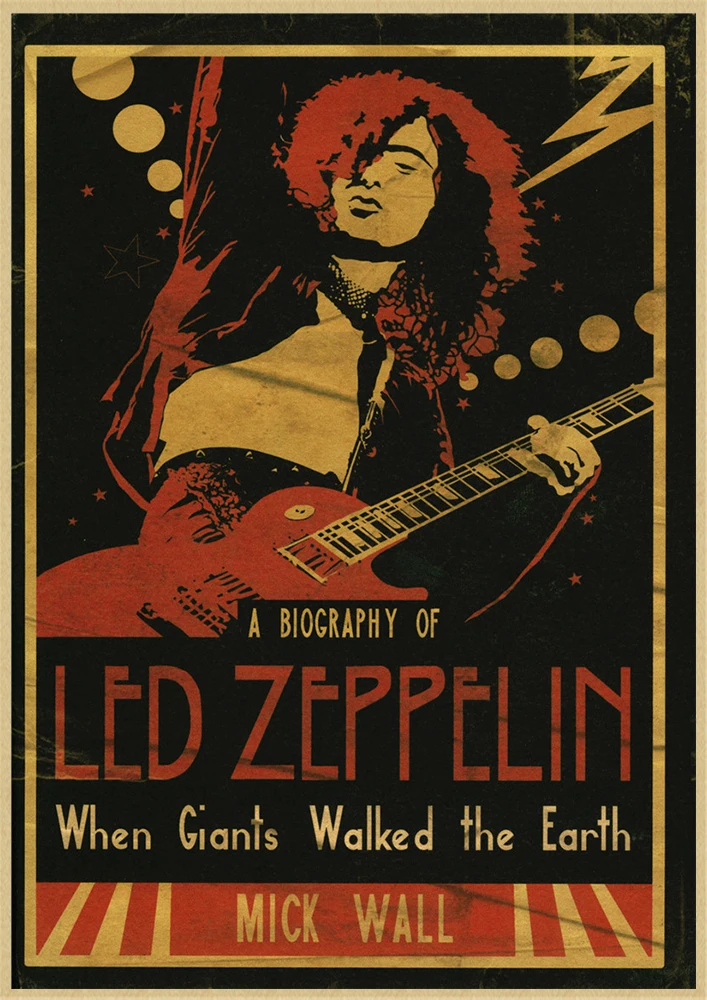 Led Zeppelin рок-музыка крафт-бумага постер для бара/Кафе Ретро плакат декоративной живописи - Цвет: Белый