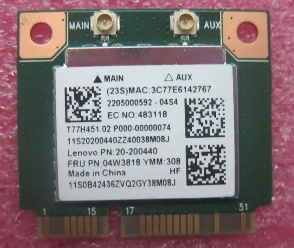 Realtek RTL8723BE 1*1 bgn+ BT4.0 комбинированная WiFi карта для THINKCENTRE M73 M83 M93P M93Z EDGE E440 E540 Series, P/N 04w3813 04W3818 - Цвет: 04W3818