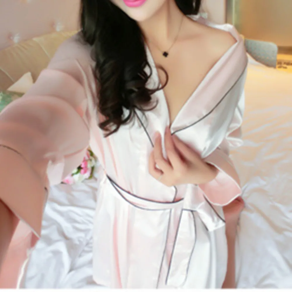 Новый роскошный осенний зимний женский сексуальный атласный шелковый халат