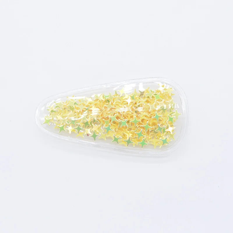 Yellow 56*30mm Transparent Plastic Filling Multiple Styles Sequin Applique for DIY Headwear Hair Clips Handmade Sticker Accessories H29 - Цвет: Yellow