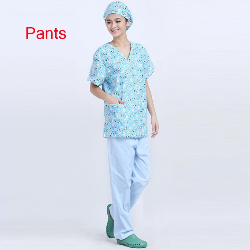 Dogs Printed Doctor Nurse Uniform Women Short-sleeve Scrub Sets Medical Uniform Hospital Dental Clinic Beauty Salon Workwear Set - Цвет: Pants