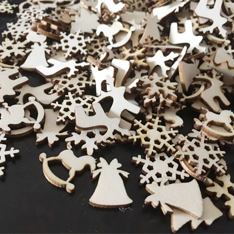 100/50 шт деревянные украшения DIY Рождественский Декор из дерева Висячие Подвески