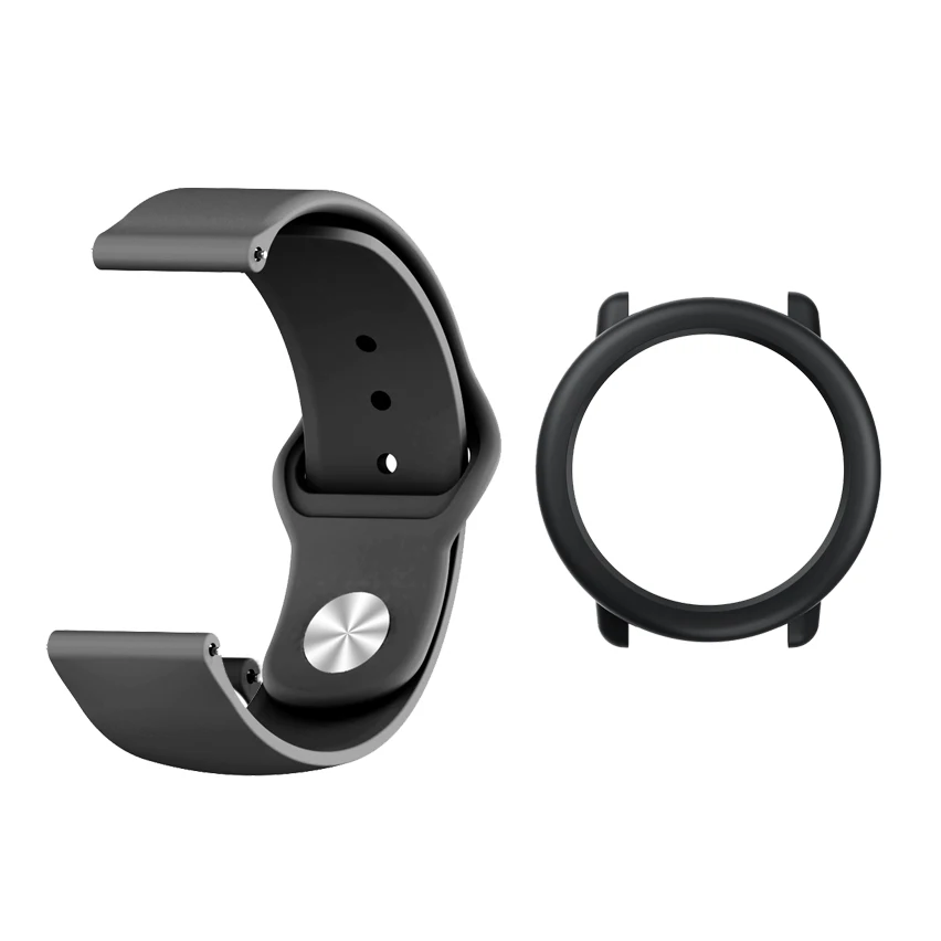2 в 1 для Amazfit ремешок Bip силиконовый браслет для часов+ PC защитный чехол рамка для Xiaomi Huami Amazfit Pace аксессуар