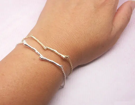 Simple Tree Branch Bracelet Nature Woodland Olive Bar Twig Botanical Garden Plant Limb Bracelets jewelry | Украшения и аксессуары