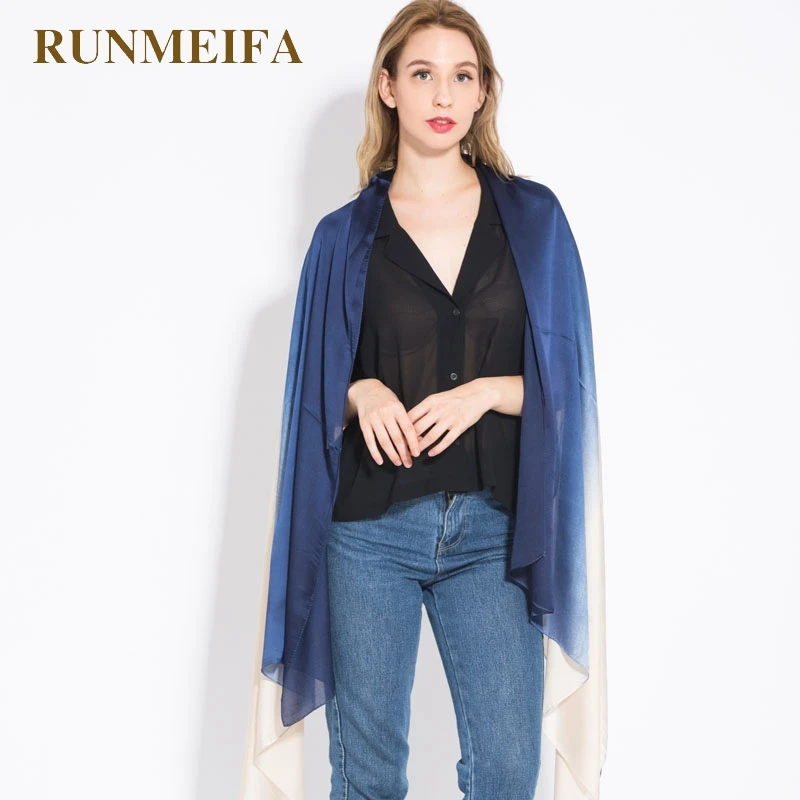 [RUNMEIFA] Новые Модные Шелковые шарфы пашмины для женщин весна осень тонкий градиент