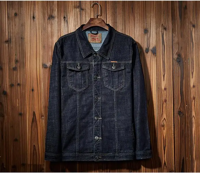 

Black Mens Denim Jean jacket Outerwear 2019 Spring Autumn Plus size M-4XL 5XL 6XL 7XL 8XL MAX Chest 140CM