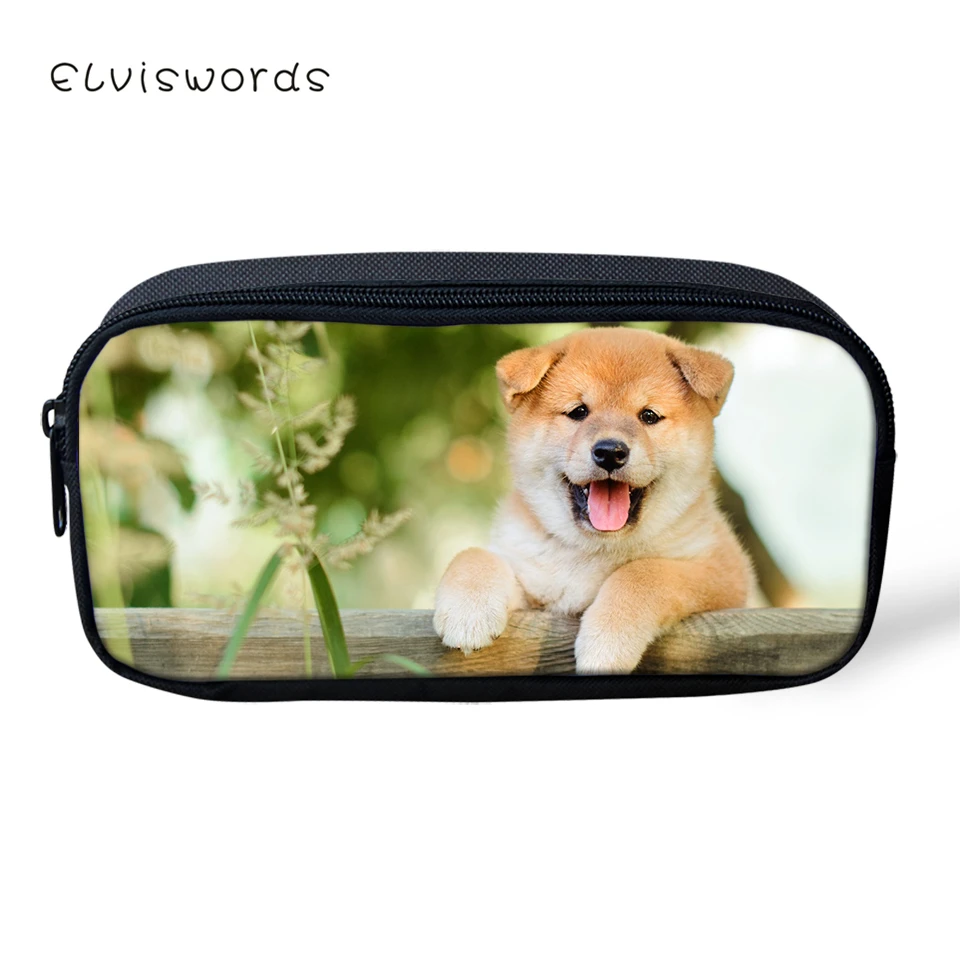 Детский пенал ELVISWORDS Kawaii shaba Inu Dogs с рисунком для студентов канцелярская коробка