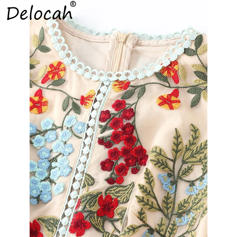 Женское винтажное платье Delocah с коротким рукавом и цветочной вышивкой|Женские