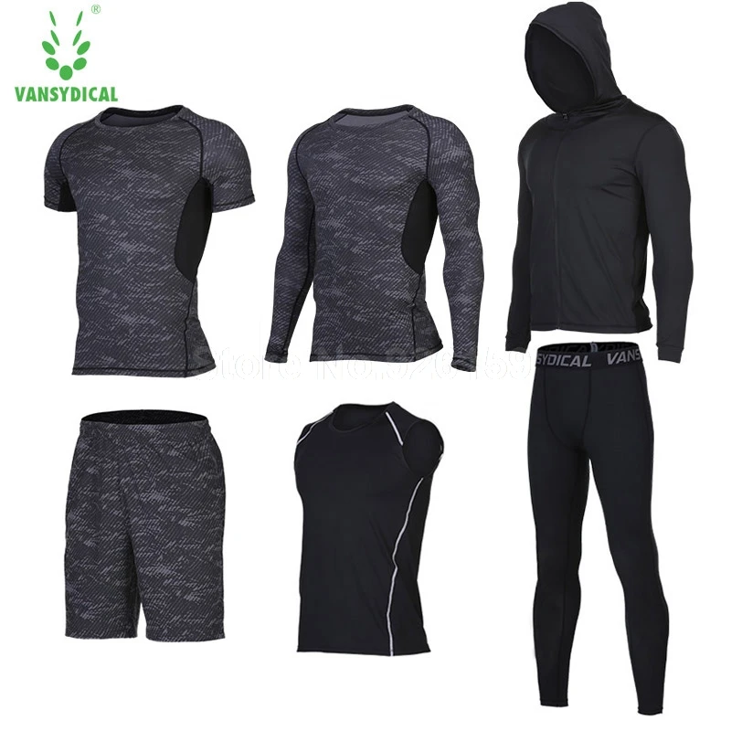 2018 костюмы для бега мужские спортивные компрессионные рубашки 6 шт Homme