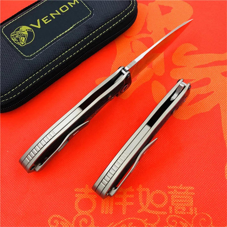 VENOM BONE DOCTOR M390 Titanium CF Flipper folding knife outdoor camping hunting survival pocket kitchen fruit knives EDC tools |