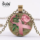 Азиатских Розовый Рак молочной железы массивное ожерелье с художественной фотографией стеклянные бусины для создания ожерелья подвески для женщин ювелирные изделия креативный подарок