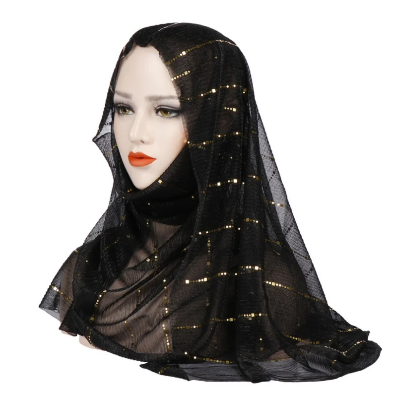 

Women Sequin Muslim Hijabs Headscarf Shawl Islamic Wedding Veil Scarves National Style Shawl Scarves