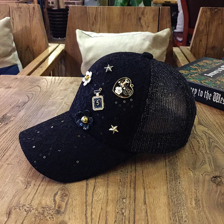 Новый для взрослых блеск Блёстки Кружево Snapback Бейсбол шляпа Для женщин летние