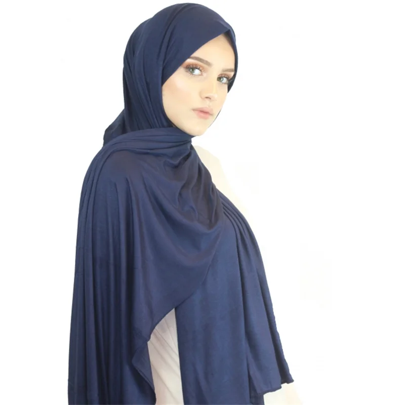 Мусульманский хиджаб Джерси-шарф мягкий твердый шаль на голову foulard femme musulman исламский, арабский обертывание головы шарфы женские hoofddoek