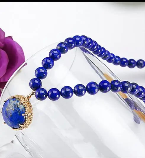 ZCD 2017 708 + Afghanistan pure lapis lazuli ожерелье на заказ Зеленый Золотой Круглый Кулон |
