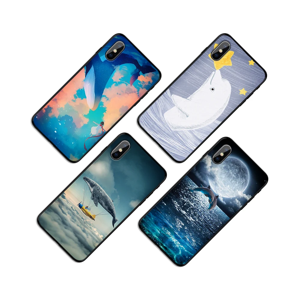 Синее Море дельфины мягкая термополиуретановая крышка-чехол для Apple iPhone 6 6S 7 8 Plus 5