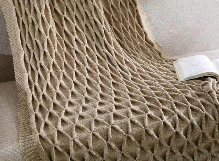 Бесплатная доставка новинка 100% акриловое вязаное одеяло с рельефной линией