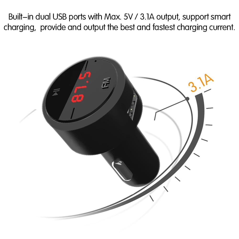 Автомобильный fm передатчик Onever модулятор 3.1A с двумя usb портами автомобильное