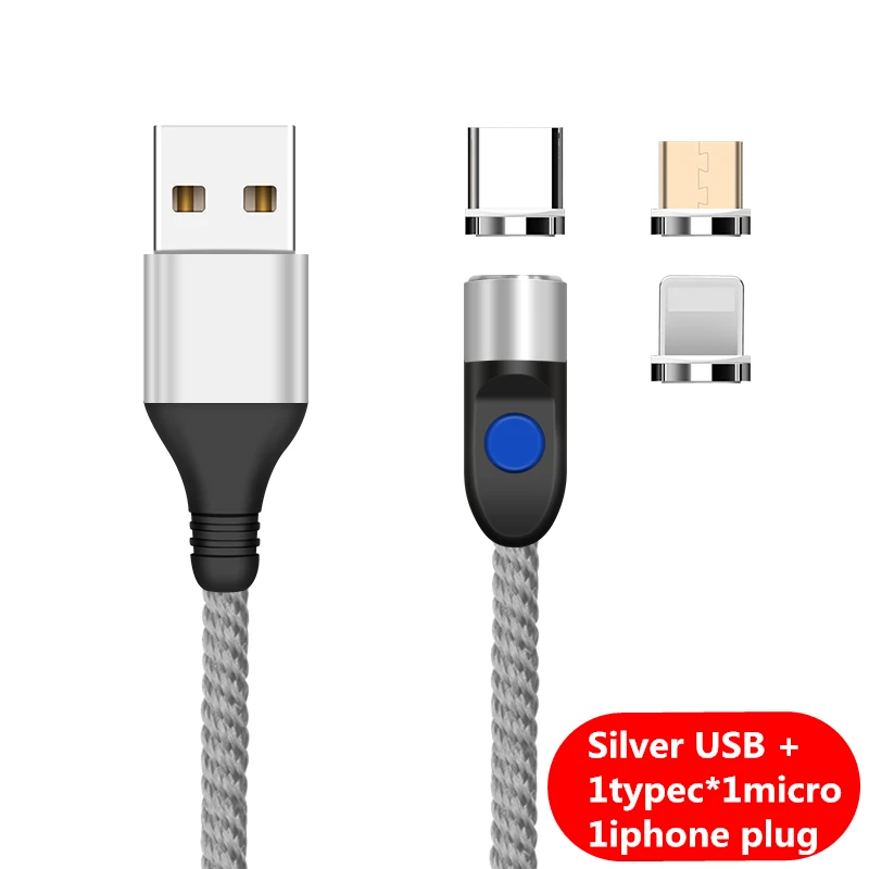 KingFriend Магнитный Кабель Micro-Usb для быстрой зарядки Тип usb C кабель магнит Зарядное устройство для передачи данных кабель для зарядки Usb шнур для samsung Xiaomi - Цвет: Silver USB 3In1
